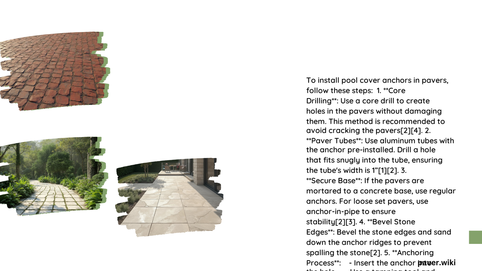 installing pool cover anchors in pavers