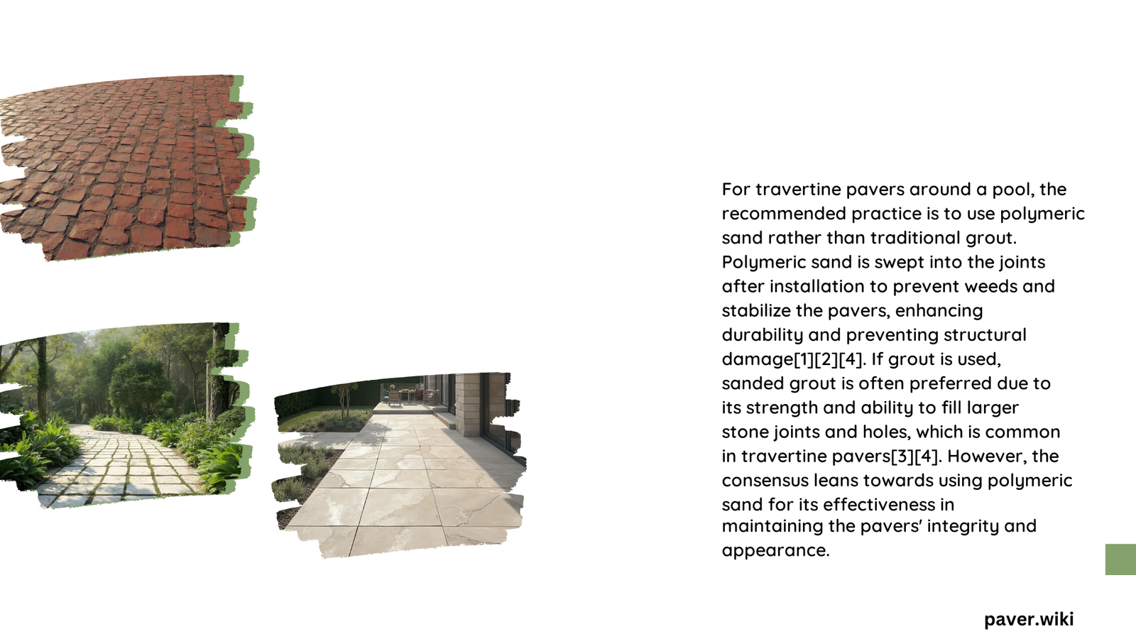 what grout is placed between travertine pavers around the pool 1