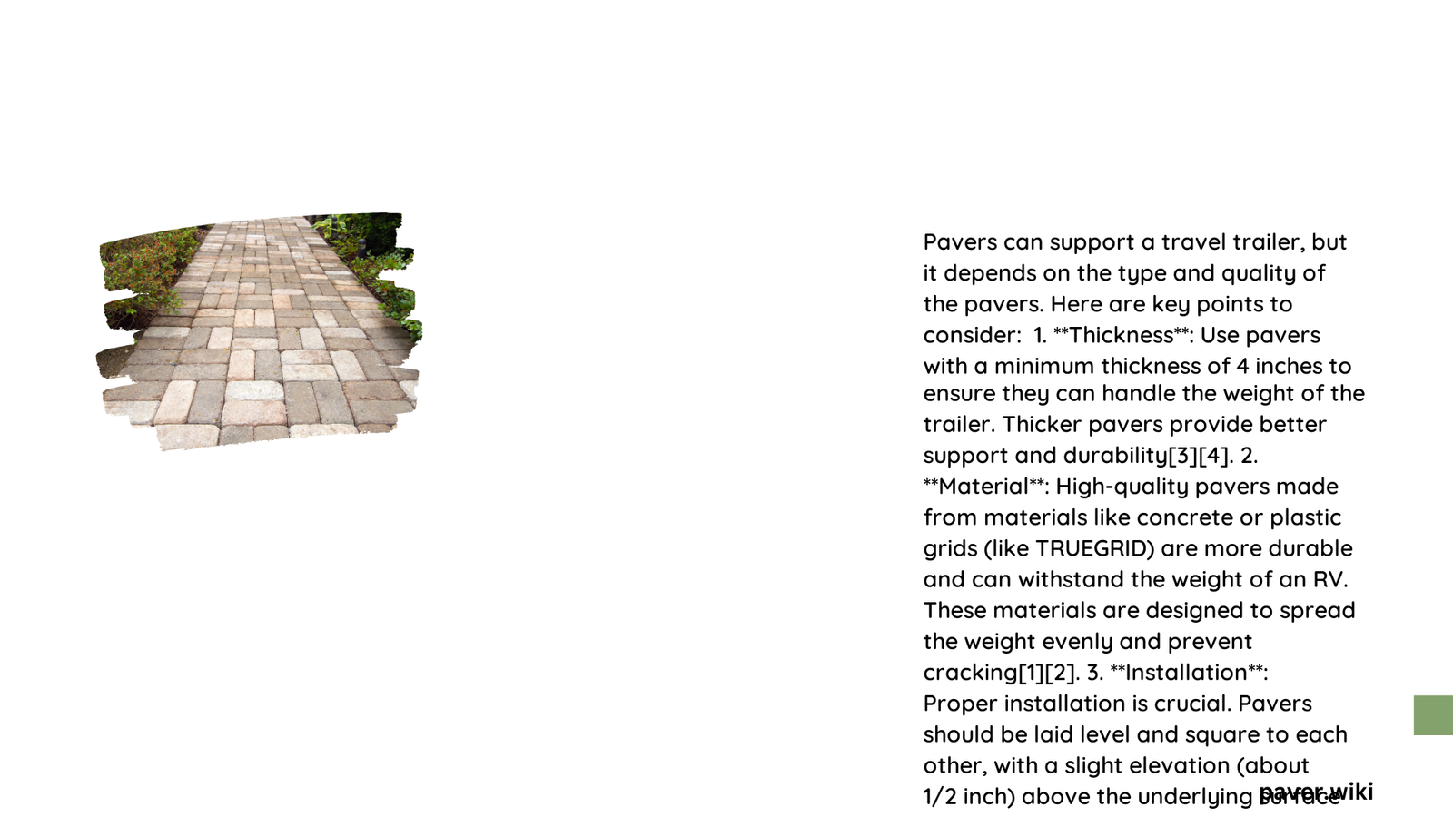 will pavers support a travel trailer
